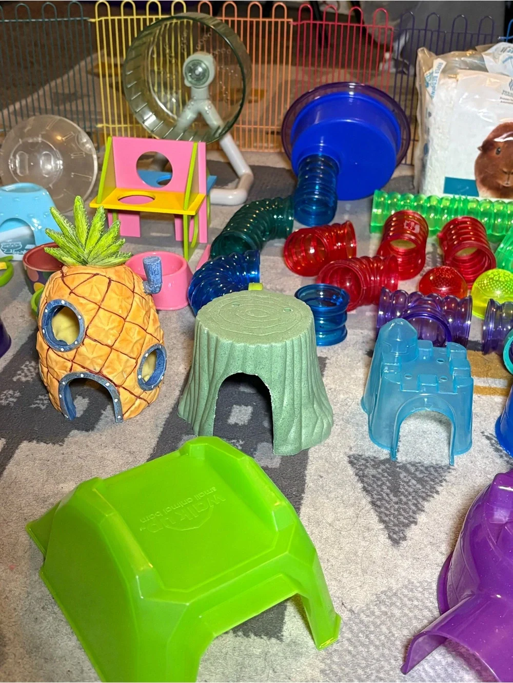 Assorted Small Pet Play Accessories and Hideout Bundle